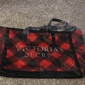 Victoria's Secret Red and Black Plaid Tote